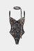 Leopard Print Sheer Lace Trim Sleeveless Bodysuit