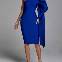 Abbey Blue One Shoulder Bandage Dress