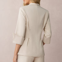 Lapel Button Long Sleeve Shirt And Shorts Set