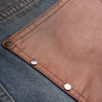 Denim Patchwork Faux Leather Pocket Wide Leg Shorts