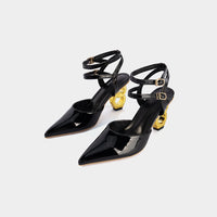 Leather Crossed Strappy Pointed Heels