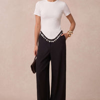 Fringe Round Neck Short Sleeve T-Shirt