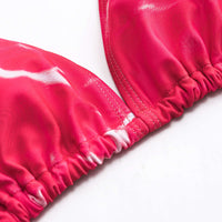 Tie Dye Print Mesh Tie-Up Bikini Set