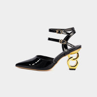 Leather Crossed Strappy Pointed Heels