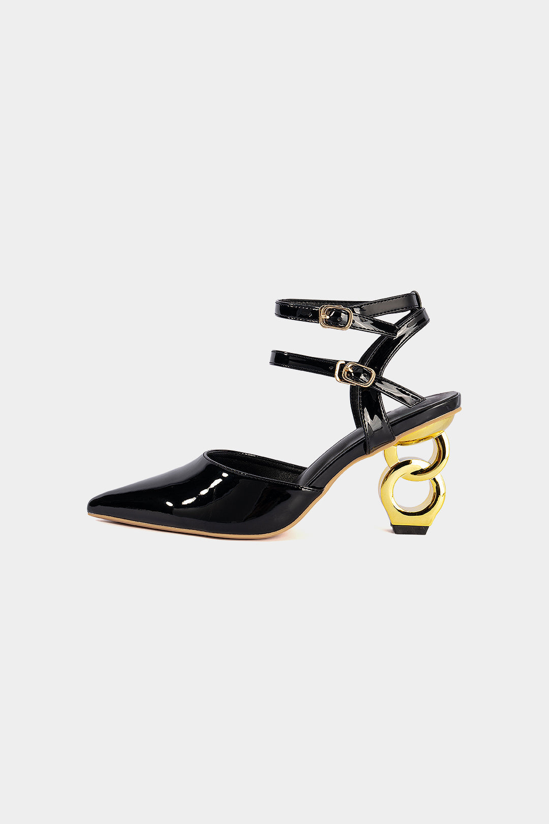 Leather Crossed Strappy Pointed Heels