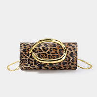 Metallic Faux Leather Clutch Bag