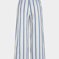 Stripes Print Linen Wide Leg Pants