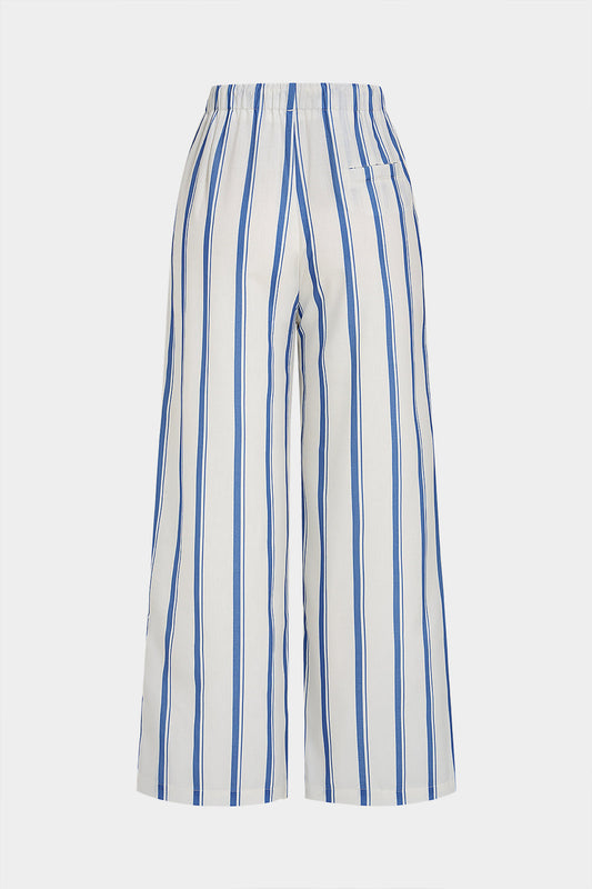 Stripes Print Linen Wide Leg Pants