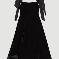 Velvet Strapless Bow Midi Dress