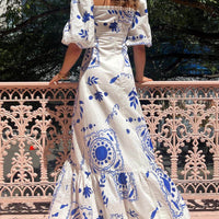 Puff Sleeve Vacation Midi Dress