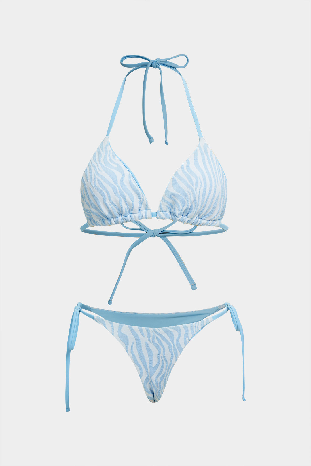 Stripes Print Tie-Up Bikini Set