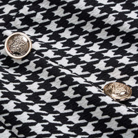 Houndstooth Print High Waist Button Wide Leg Pants