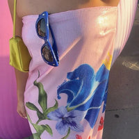 Special Night Sequin Floral Print Off Shoulder A-line Maxi Dress