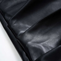 Faux Leather Ruched Asymmetrical Mini Skirt