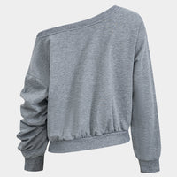 Conjunto de falda y top de manga larga asimétrico básico