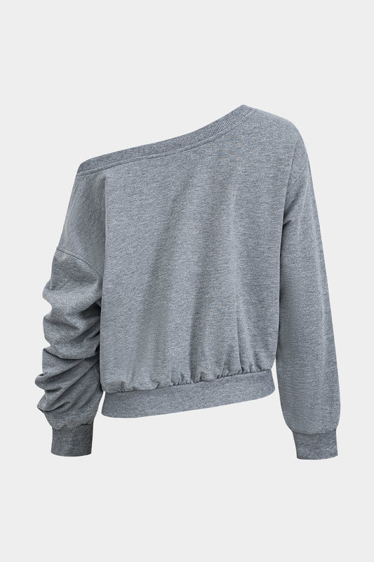 Conjunto de falda y top de manga larga asimétrico básico