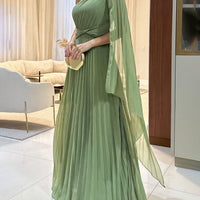 Elegant Flowing Pleated Off-the-Shoulder Maxi Dress