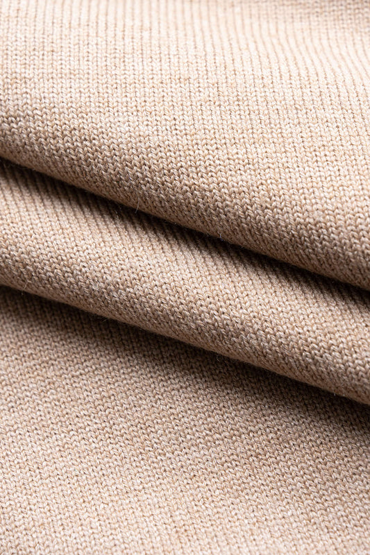Knit Appliques Mock Neck Long Sleeve Dress