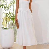 Waist Little Black Halter Neck Dress Mid Length Dress