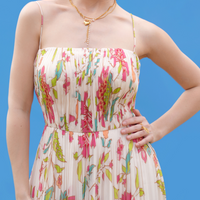 Hand-Drawn Prints Striking Tube Maxi Dress