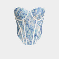 Artistic Print Bustier Tie Back Tube Top