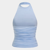 Halter Neck Backless Ruched Tank Top