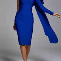 Abbey Blue One Shoulder Bandage Dress