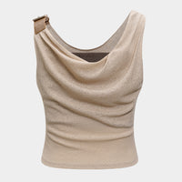 Decoración metálica Camiseta de tanques ruchada asimétrica