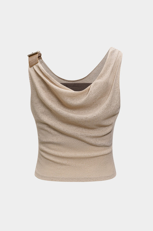 Decoración metálica Camiseta de tanques ruchada asimétrica
