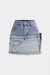 Denim Contrast Asymmetrical High Waist A-Line Skirt