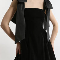 Velvet Strapless Bow Midi Dress