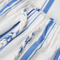 Stripes Print Linen Wide Leg Pants