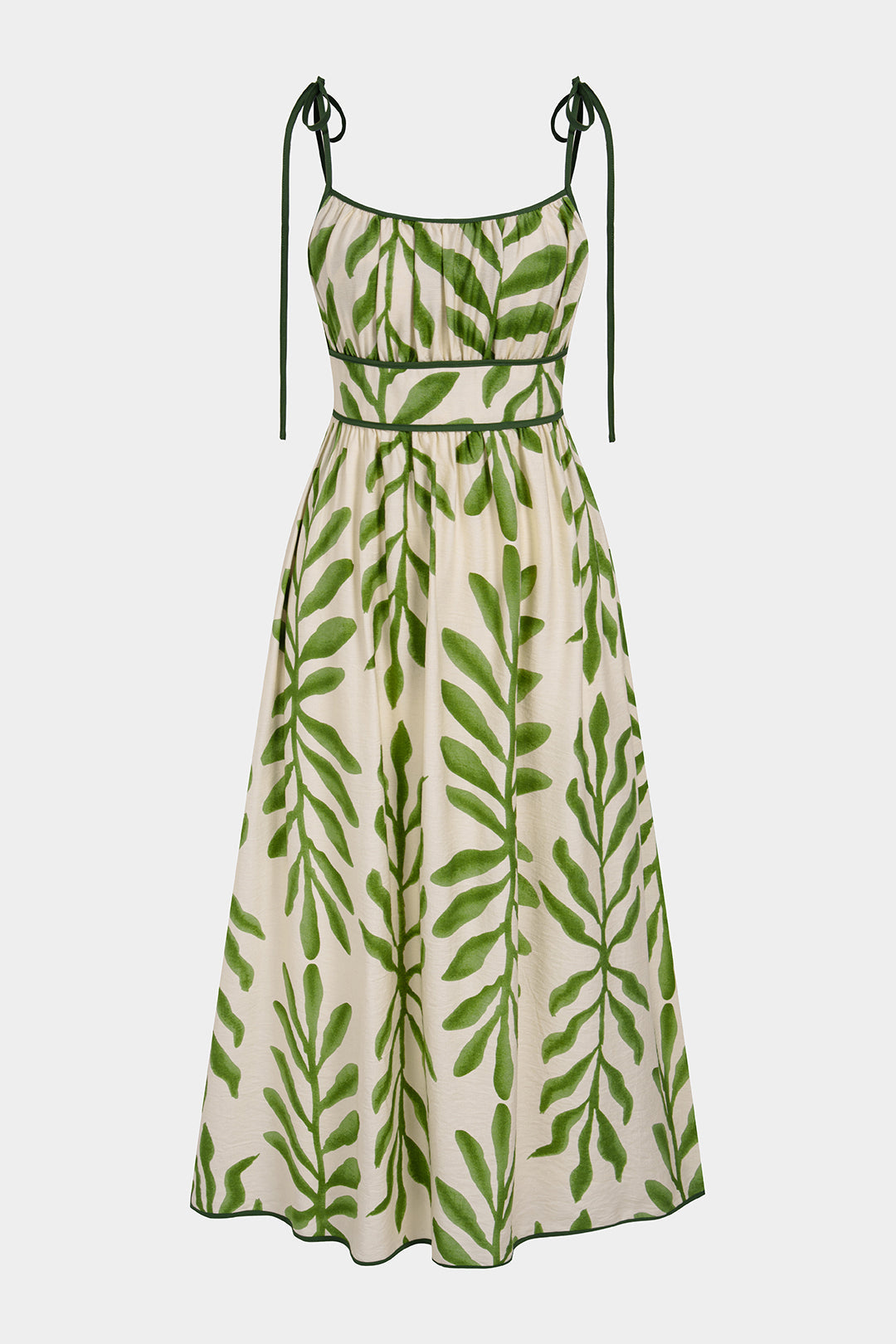 Leaves Print Slip Sleeveless Maxi Dress