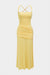 Mesh Patchwork Ruched Tie Back Crossed Sleeveless Maxi Dress