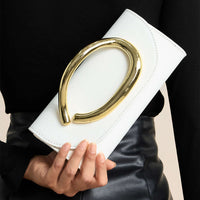 Metallic Faux Leather Clutch Bag