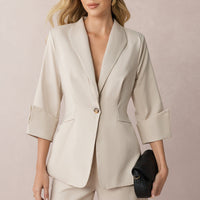 Lapel Button Long Sleeve Shirt And Shorts Set