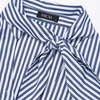 Stripes Print Button Patchwork Knotted Long Sleeve Bodysuit