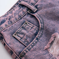 Denim Asymmetrical Ripped Pocket Shorts