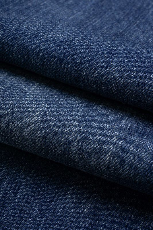 Denim Asymmetrical Frayed Barrel Jeans