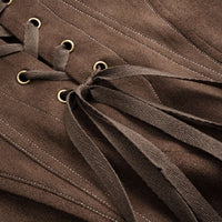 Suede Square Neck Tie Back Sleeveless Mini Dress