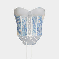 Artistic Print Bustier Tie Back Tube Top