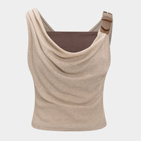 Decoración metálica Camiseta de tanques ruchada asimétrica
