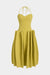 Halter Neck Tie Back Ruched Sleeveless Midi Dress