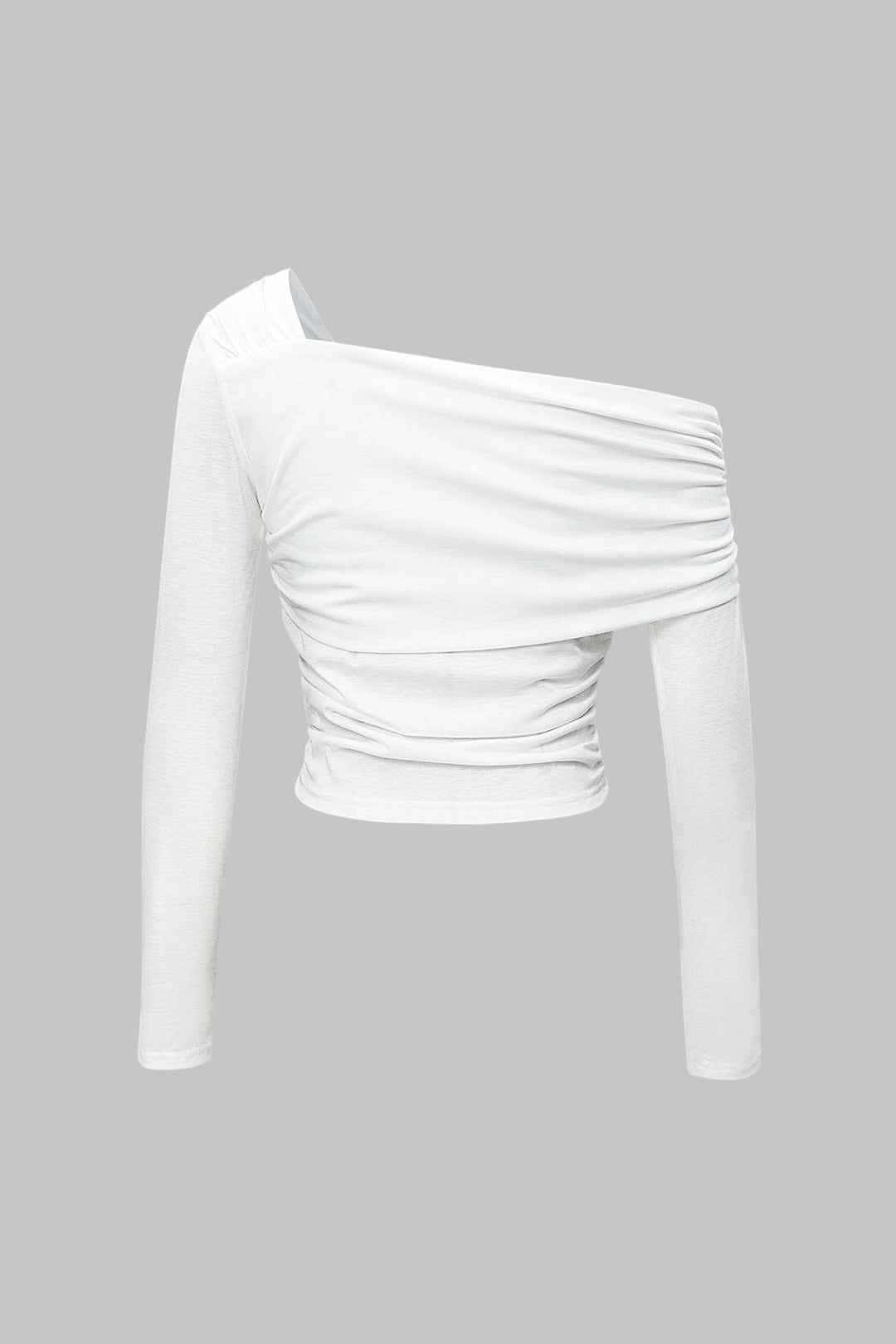One Shoulder Ruched Asymmetrical Long-Sleeve Top