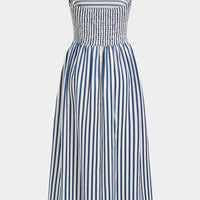 Stripes Print Slip Strapless Sleeveless Maxi Dress
