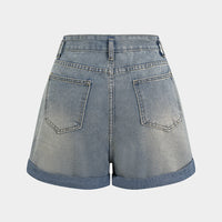 Denim Contrast High Waist Pocket Shorts