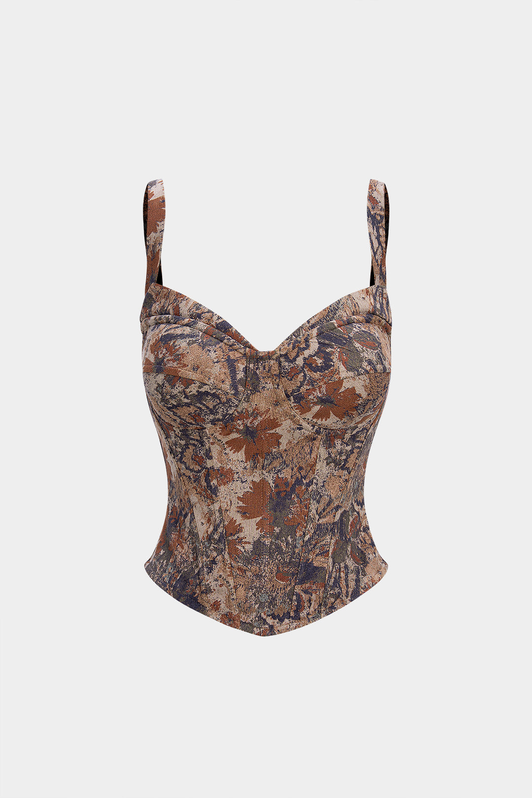 Floral Print Slip Zipper Corset Waist Tube Top