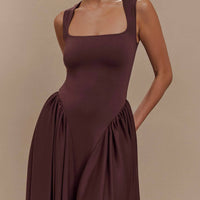 Minimalist Retro Square Neck Dress