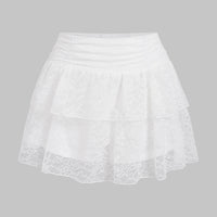 Lace Layered Ruffle High Waist Skirt