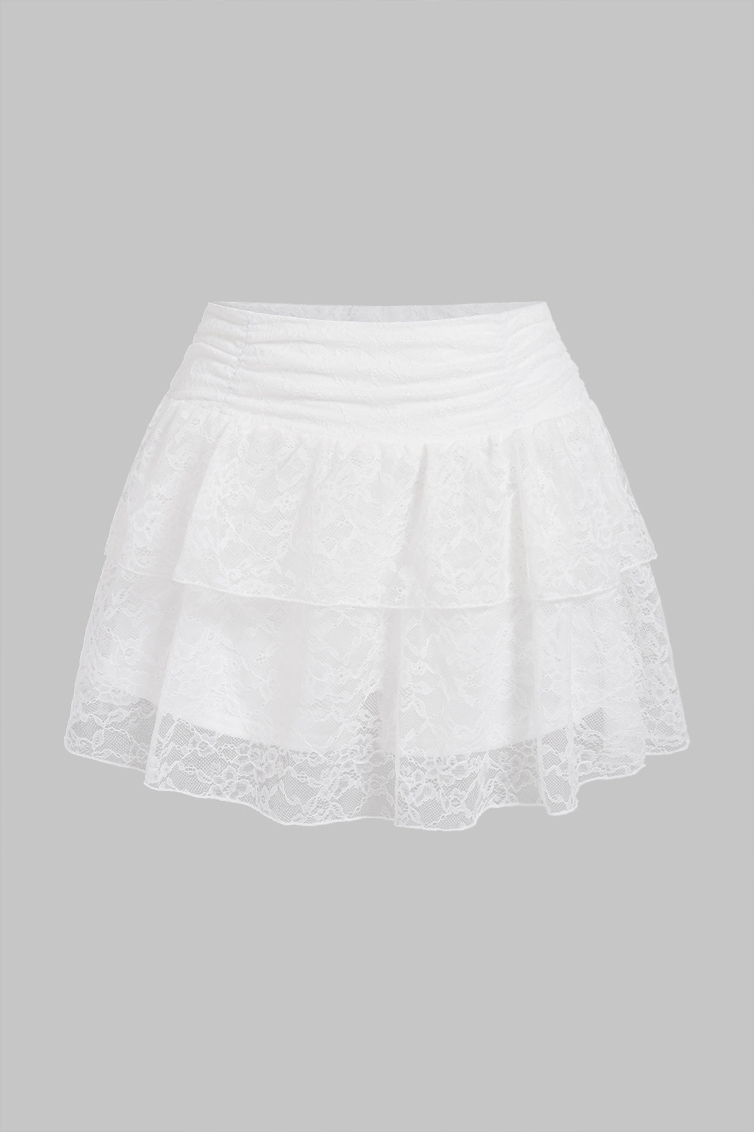 Lace Layered Ruffle High Waist Skirt